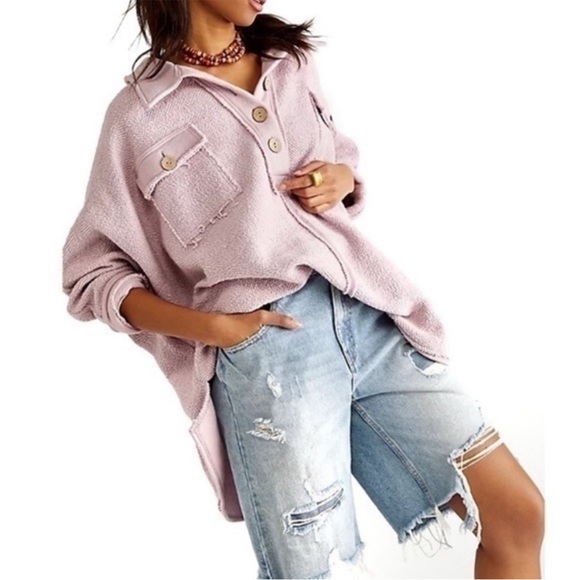 Free People Tops - FREE PEOPLE Beach Rowan Light Pink Pullover Size Small